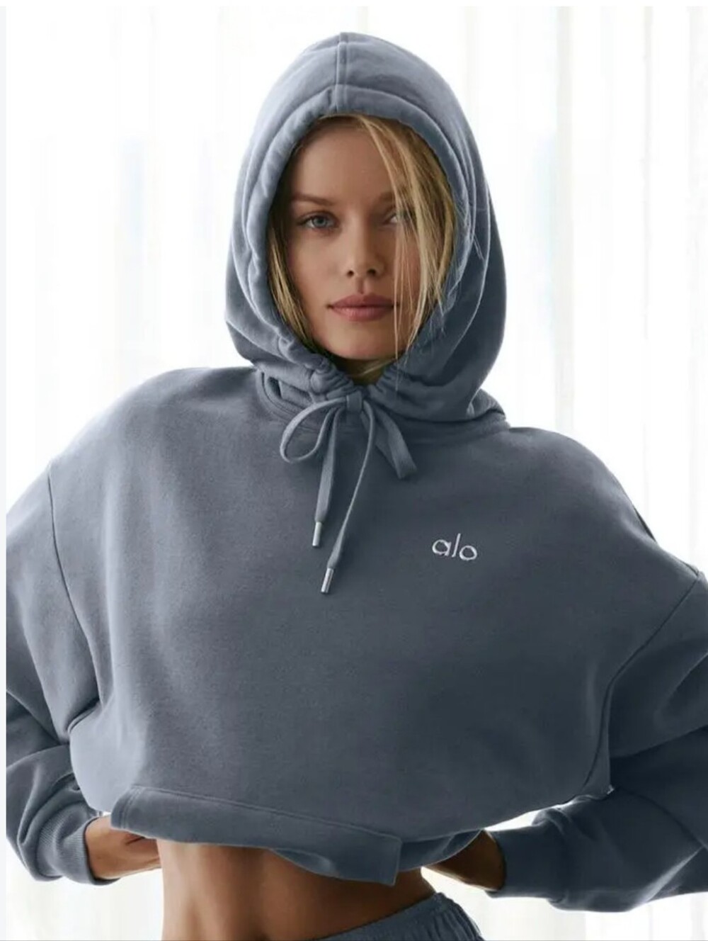 Alo Yoga Accolade Hoodie Steel Grey Oversized Sweatshirt XS
